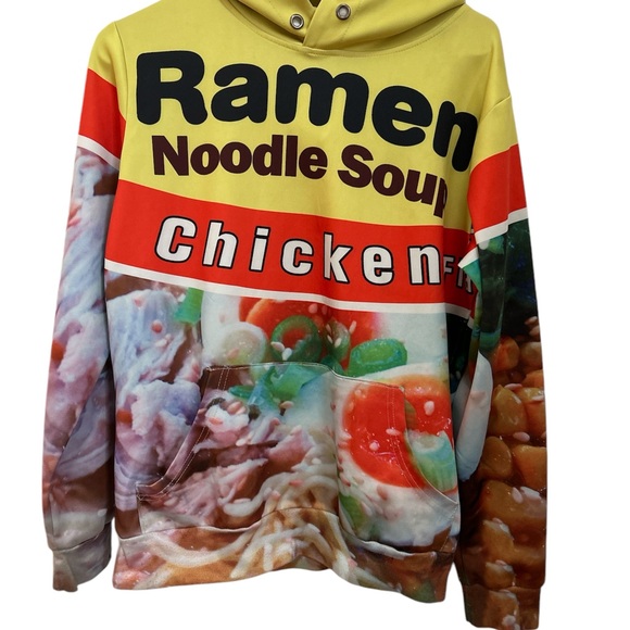 Pizoff Chicken Ramen Soup All Over Print Hoodie Size Small Unisex - Picture 3 of 5